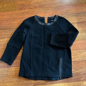 Madewell Black Top with Leather Trim